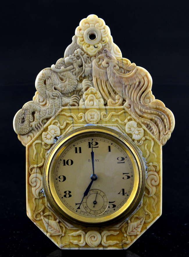 antique pocket watch stand holder ivory