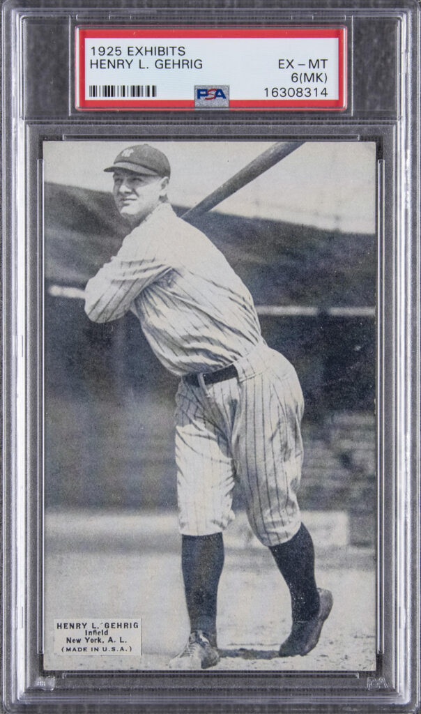 1925 Exhibits trading card Lou Gehrig rookie card